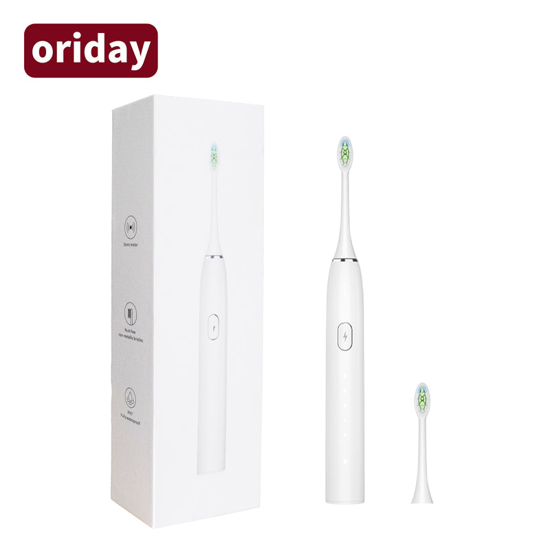 oriday 새 전동 칫솔, 무선 충전, 성인 커플 선물 세트, 남성 및 여성 전용, 휴대 가능, 독립형 고급 방수 부드러운 칫솔 헤드 1개와 교체 헤드 1개 포함, 가정용, 기숙사용, 동방 양품