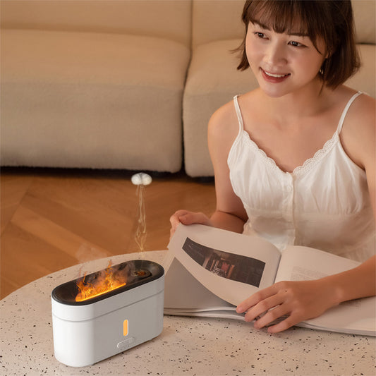 oriday 불꽃 분위기 등, 아로마 디퓨저, 미스트 분무기, 에센셜 오일 디퓨저, 스마트 타이머 가습기