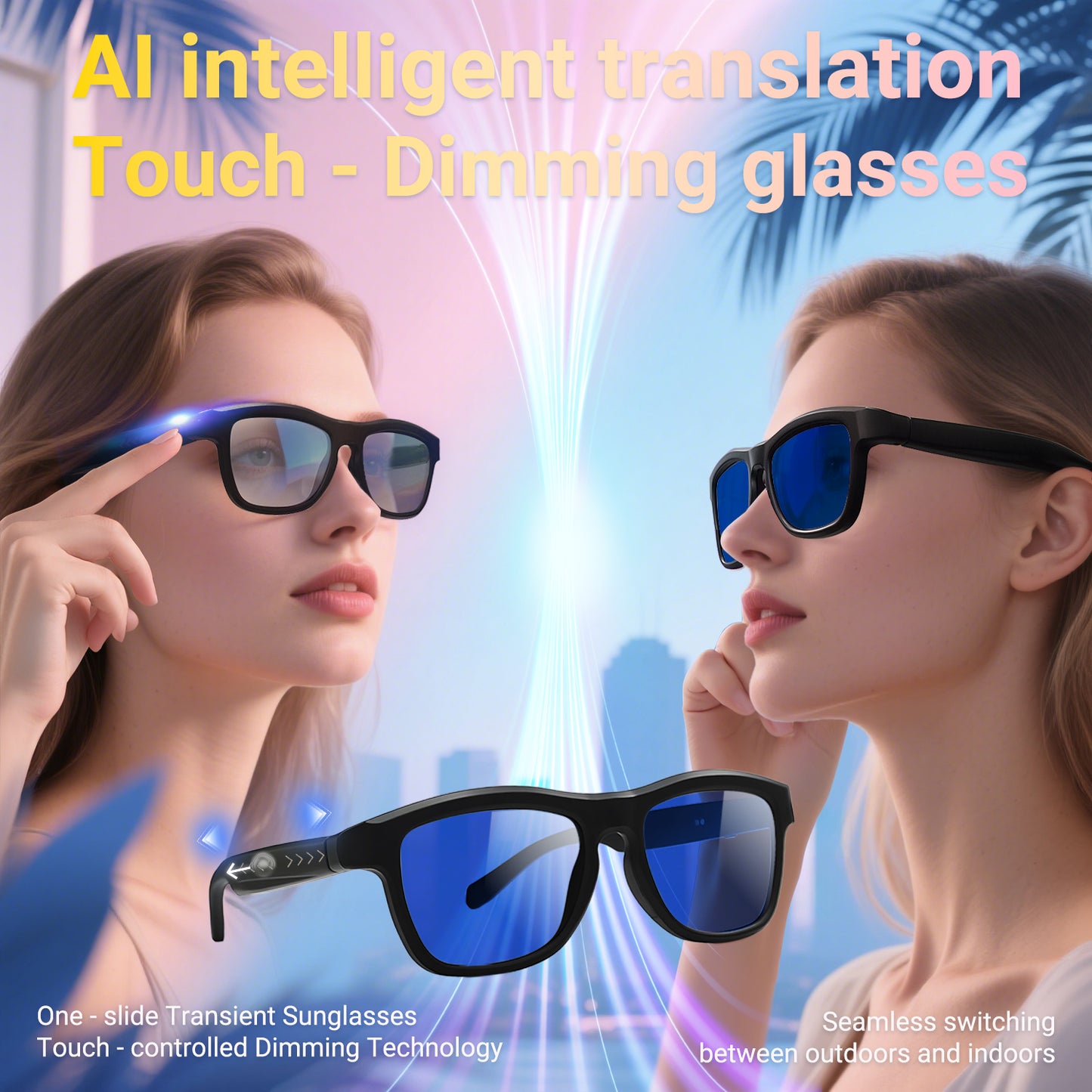 Oriday AI Translation Smart Glasses with Photochromic Lenses|Bluetooth Calling, Music Playback, UV400 Protection|Essential for Driving, Travel & Fishing GV90