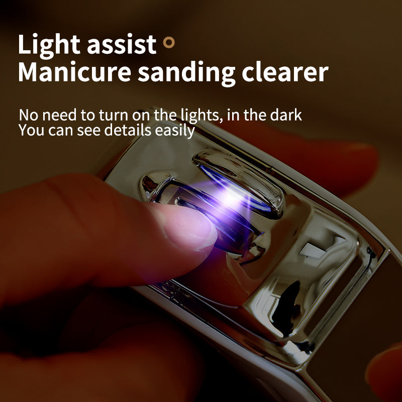 Oriday 스마트 네일 그루밍 기기 - 자르기와 갈기가 하나로, 3단계 선택 가능, 한 손으로 쉽게 조작 | 네일 먼지 수납함 디자인, 깨끗하고 위생적, 저소음 디자인 | Type-C 충전, 90분 지속 가능한 배터리.