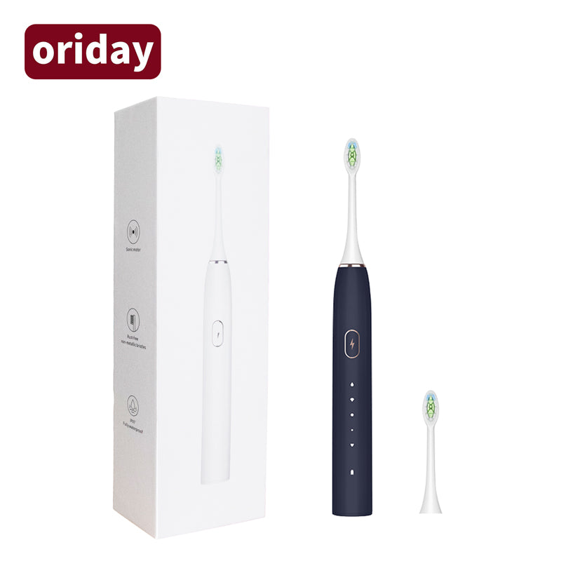 oriday 새 전동 칫솔, 무선 충전, 성인 커플 선물 세트, 남성 및 여성 전용, 휴대 가능, 독립형 고급 방수 부드러운 칫솔 헤드 1개와 교체 헤드 1개 포함, 가정용, 기숙사용, 동방 양품