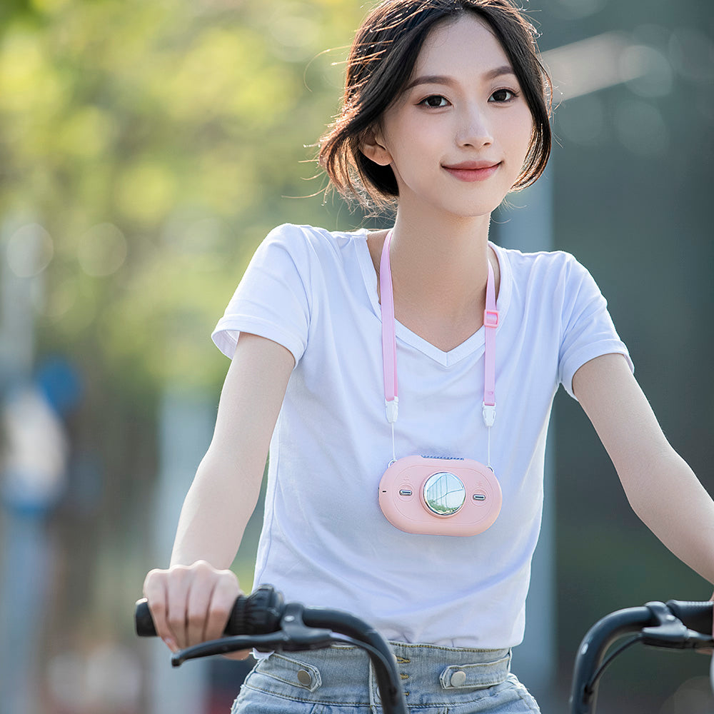 Oriday 넥밴드 선풍기|USB 충전 미니 휴대용 팬・조용한 냉풍 + 아이스팩 기능・수업 중 학생, 야외 운동, 가정, 사무실, 책상용