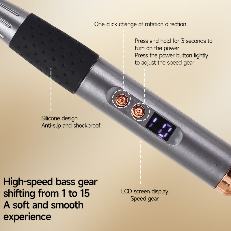 Oriday 스마트 네일 및 네일 케어 장치 - 고속 저소음 기어 변경, 세라믹 연마 헤드, LCD 디스플레이 | 양방향 작동, 일상적인 네일 케어 요구를 충족하는 다기능 연마 헤드 | 90분 배터리 수명, Type-C 충전