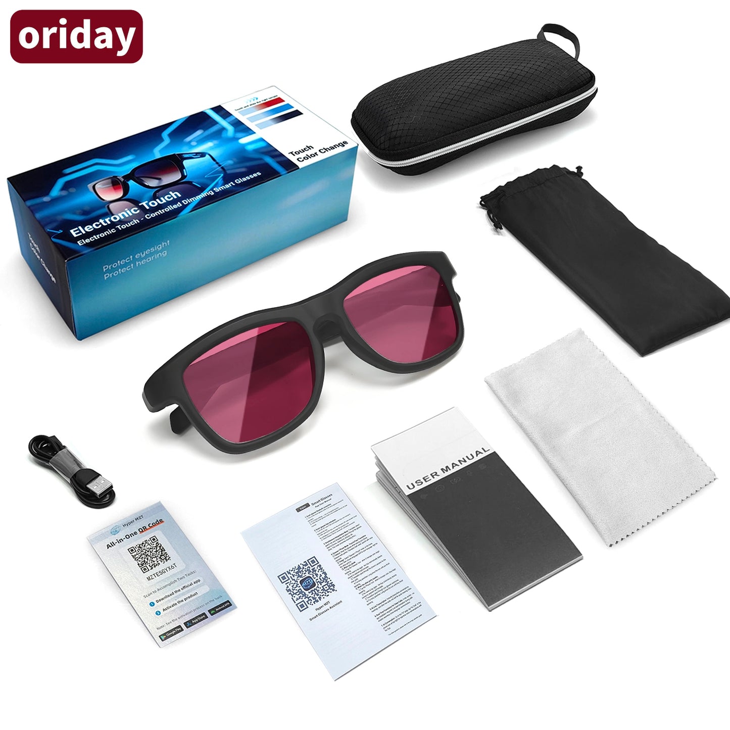 Oriday AI Translation Smart Glasses with Photochromic Lenses|Bluetooth Calling, Music Playback, UV400 Protection|Essential for Driving, Travel & Fishing GV90