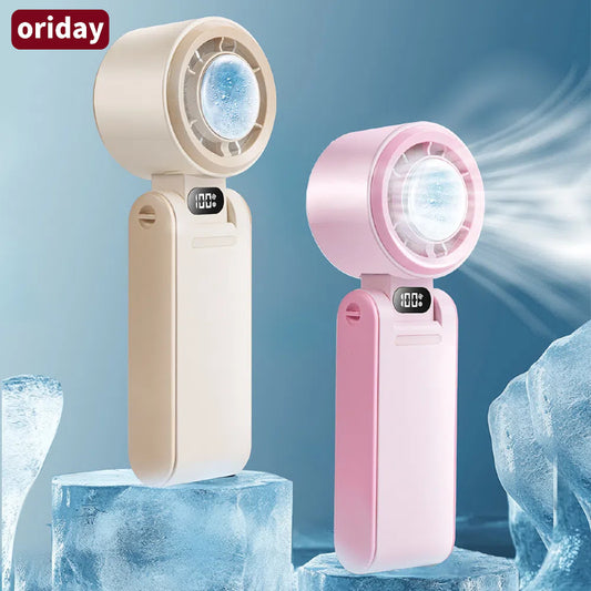 Oriday 可摺疊手持製冷風扇|3000mAh冰敷冷風機|便攜掛扣設計 適合戶外/家居/旅行