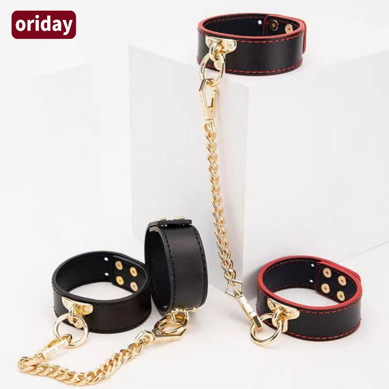 Oriday premium collar, feminine, for couples, adult leash, handcuffs and leg cuffs, erotic bondage, necklace, neck ring, choker, product by Dongfang Liangpin
