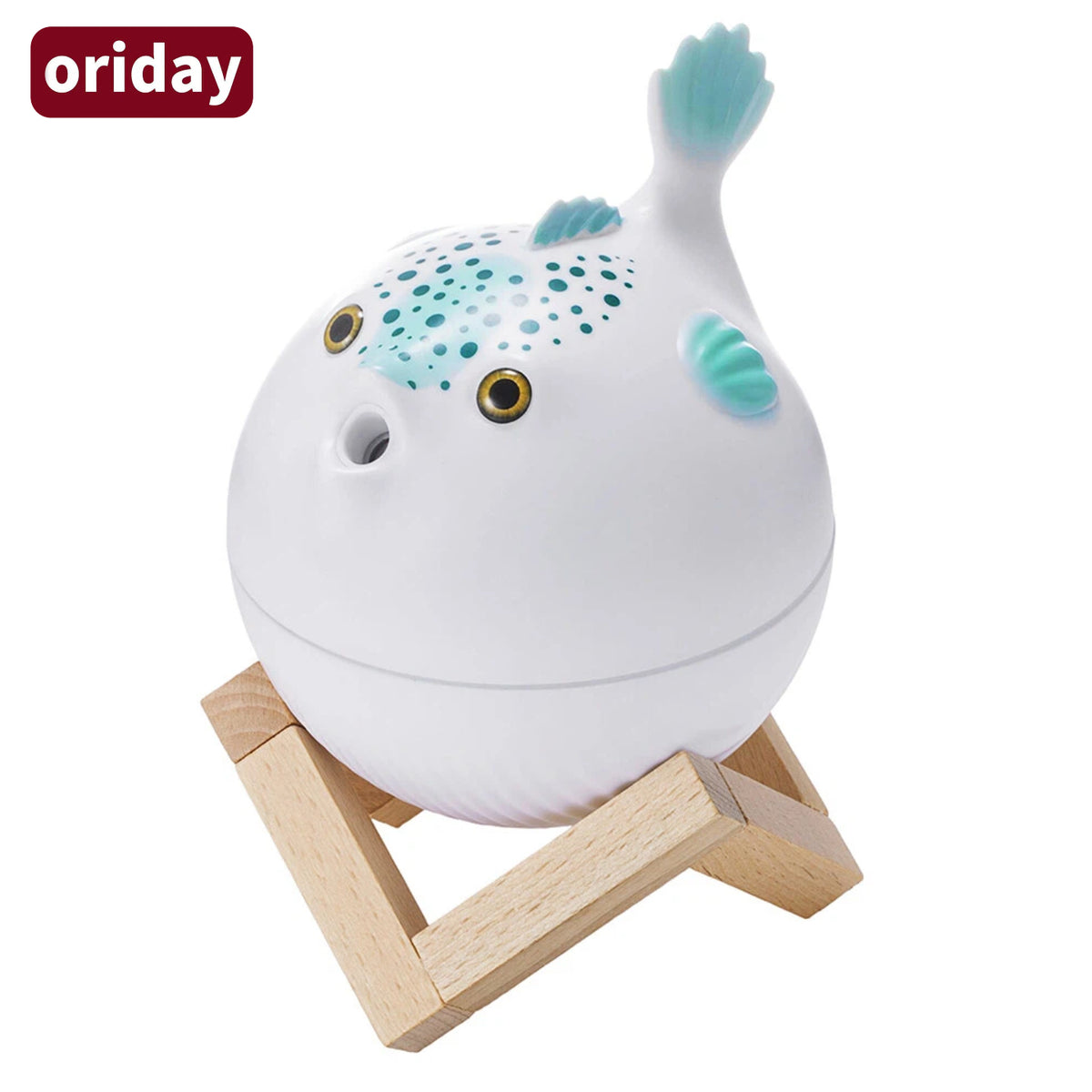 Oriday萌趣河豚七彩夜燈加濕器|260ml大容量・雙模式細霧・靜音運行・USB‑C供電|睡房辦公室桌面擺設