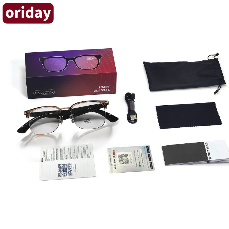 Oriday 多功能AI翻譯眼鏡|語音助手+遙控拍照|UV400防紫外線|商務休閒兩用GY600