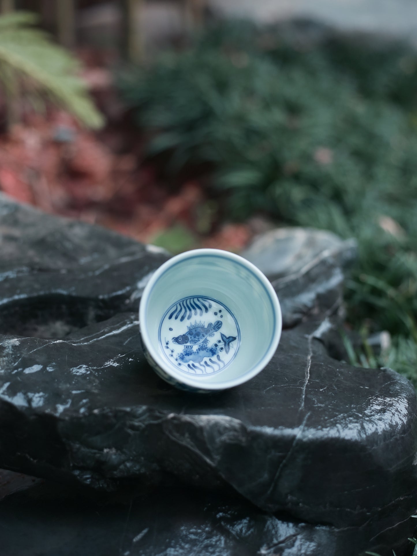 Oriday Blue and White Ceramic Kung Fu Tea Cup | Vintage Underglaze Host Cup | Recommended Traditional Chinese Tea Cup