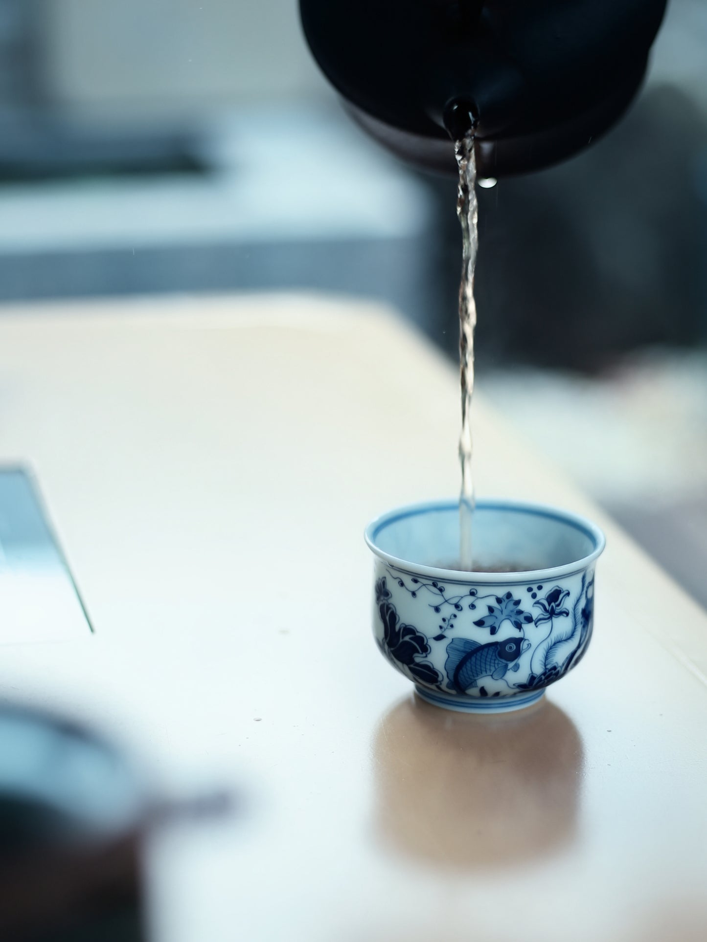 Oriday Blue and White Ceramic Kung Fu Tea Cup | Vintage Underglaze Host Cup | Recommended Traditional Chinese Tea Cup