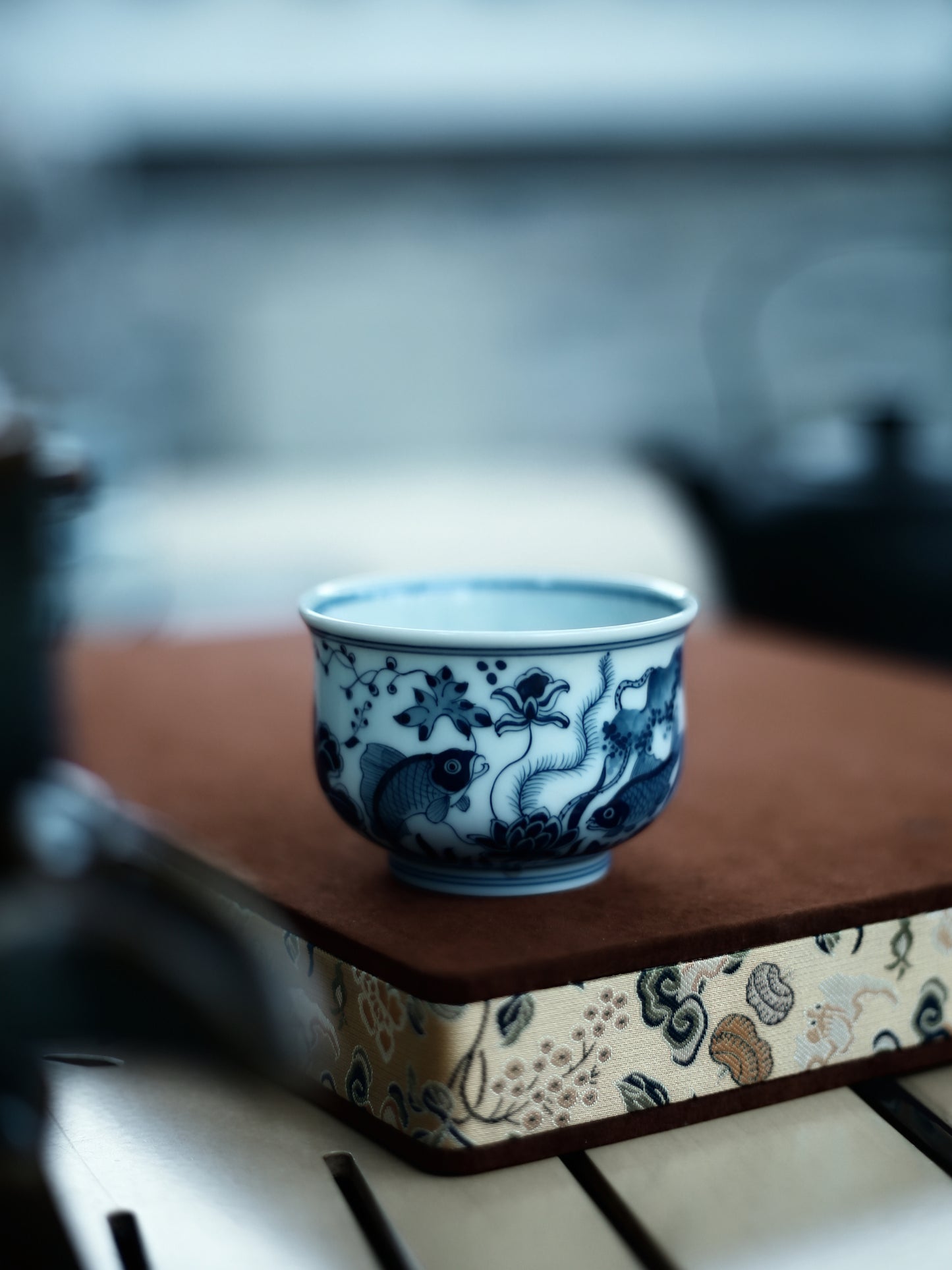 Oriday Blue and White Ceramic Kung Fu Tea Cup | Vintage Underglaze Host Cup | Recommended Traditional Chinese Tea Cup