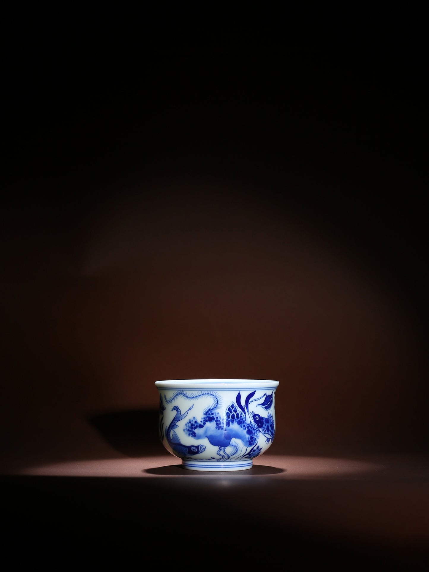 Oriday Blue and White Ceramic Kung Fu Tea Cup | Vintage Underglaze Host Cup | Recommended Traditional Chinese Tea Cup