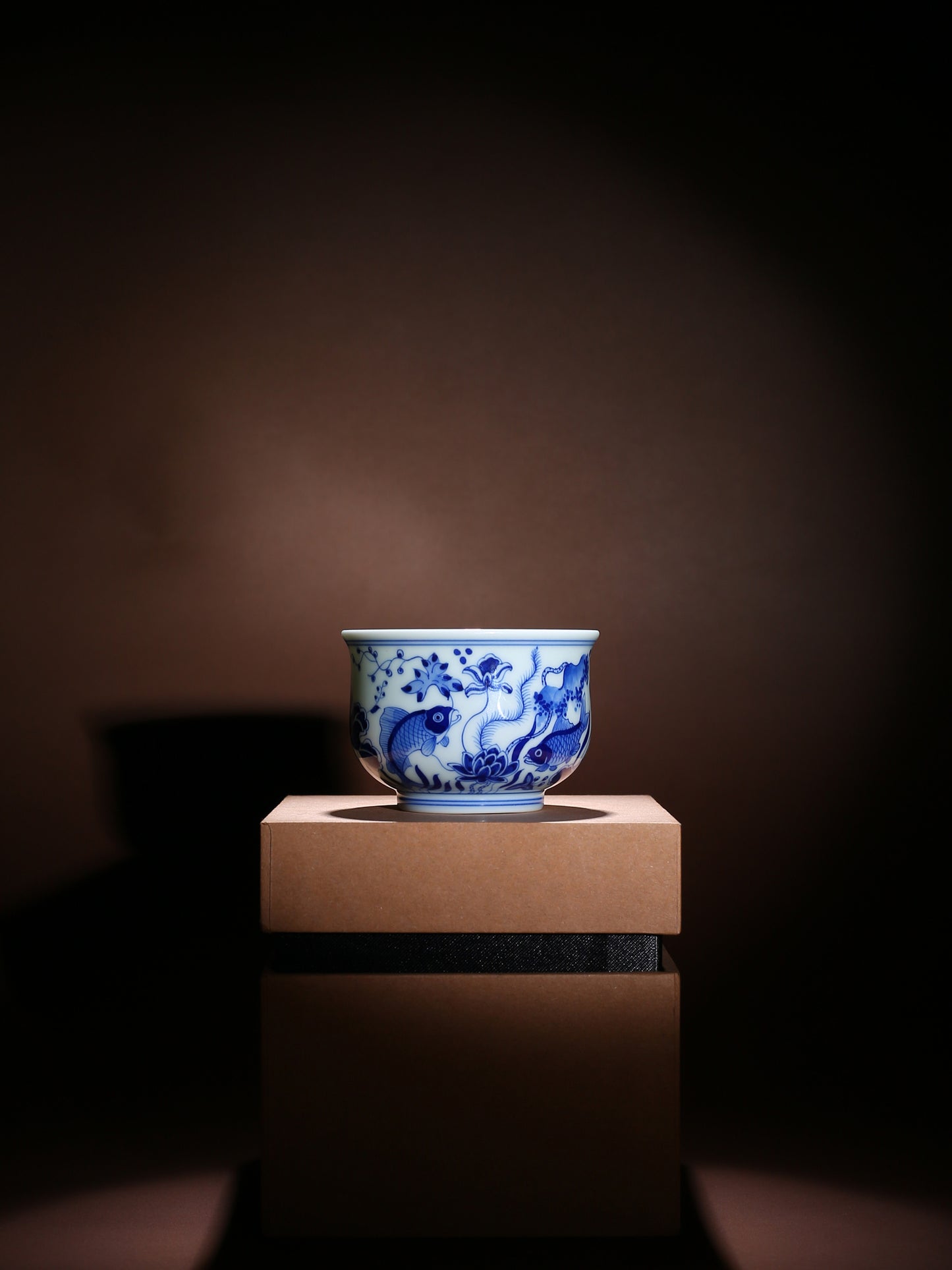 Oriday Blue and White Ceramic Kung Fu Tea Cup | Vintage Underglaze Host Cup | Recommended Traditional Chinese Tea Cup