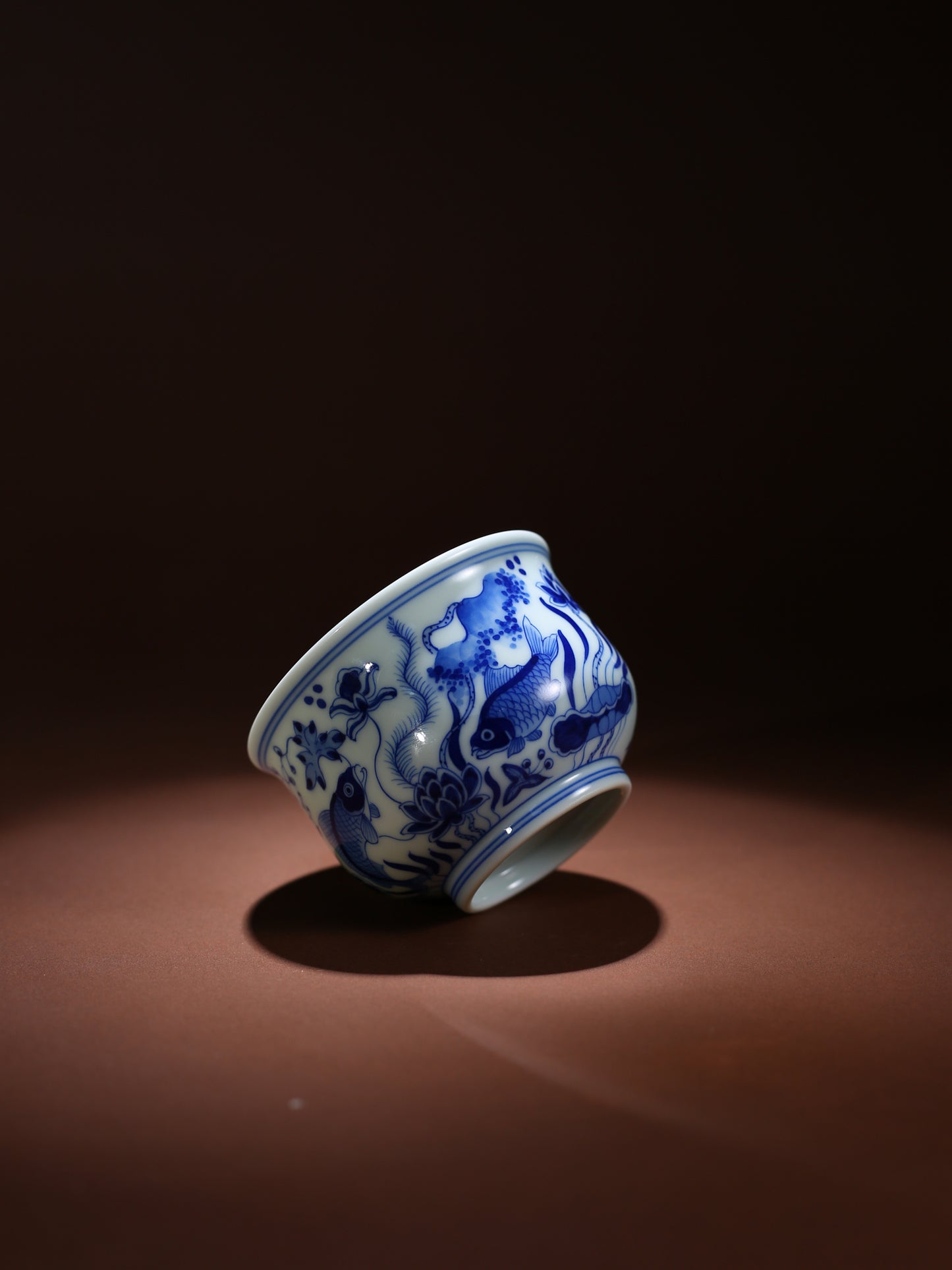 Oriday Blue and White Ceramic Kung Fu Tea Cup | Vintage Underglaze Host Cup | Recommended Traditional Chinese Tea Cup