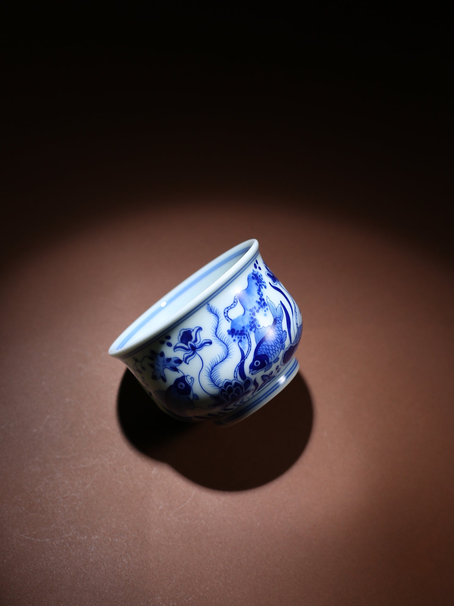 Oriday Blue and White Ceramic Kung Fu Tea Cup | Vintage Underglaze Host Cup | Recommended Traditional Chinese Tea Cup