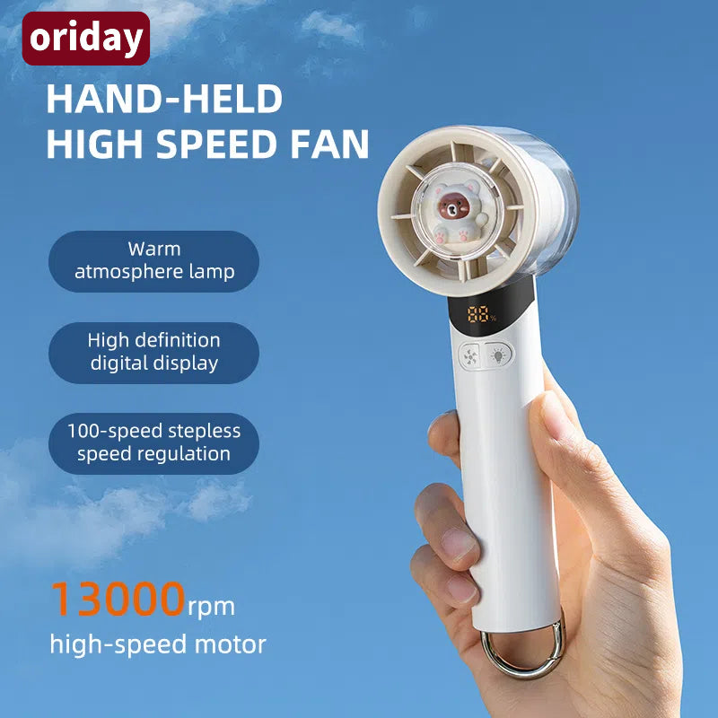Oriday 고속 휴대용 손선풍기, USB 충전식, 100단계 조절 가능, 학생용 미니 냉각기 – 동방양품