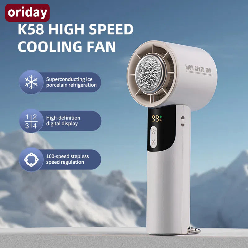 Oriday 半導體製冷手持風扇|100檔強風降溫・USB充電高速續航・戶外/學生宿舍/辦公室便攜適用