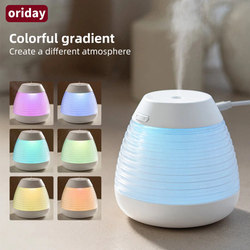 Oriday【가습기 추천 2025】솔방울 디자인 창의 아로마 디퓨저|USB 조용한 가습・컬러풀 조명・물 부족 시 자동 전원 차단|사무실 및 가정용에 적합