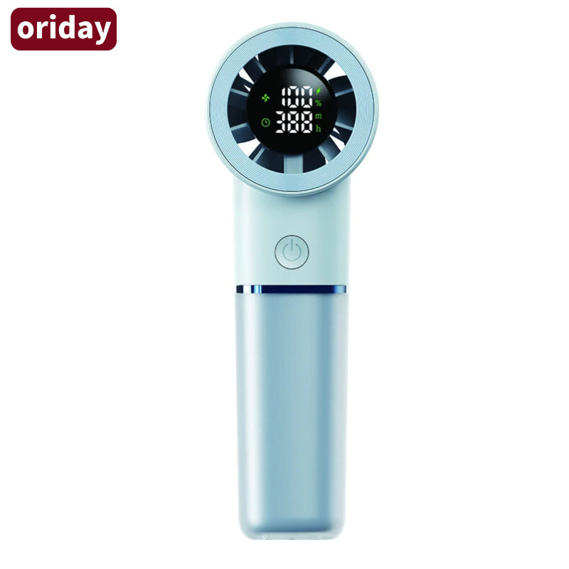 Oriday Portable Handheld Fan, Smart Digital Countdown Display, 100-Level Stepless Speed Control, Magnetic Levitation Ultra-Quiet Design, 4500mAh Long-Lasting Battery, 3-in-1 Use (Handheld / Lanyard Hanging / Desktop)
