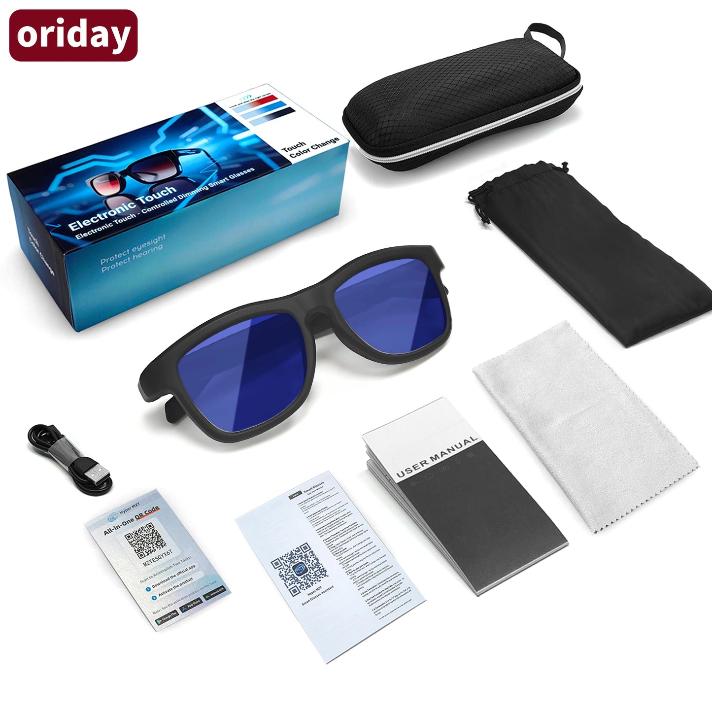 Oriday AI Translation Smart Glasses with Photochromic Lenses｜Bluetooth Calling, Music Playback, UV400 Protection｜Essential for Driving, Travel & Fishing GV90
