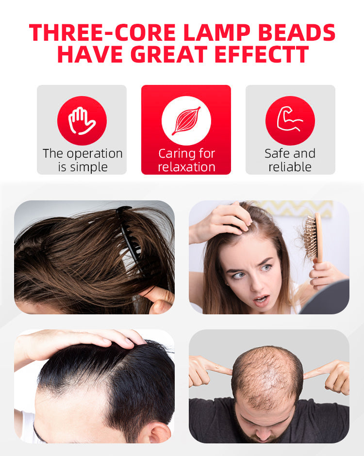 oriday紅光生髮帽｜660nm紅外線LED防脫髮治療帽｜三檔模式自動定時20分鐘｜USB充電Type-C｜居家育髮神器