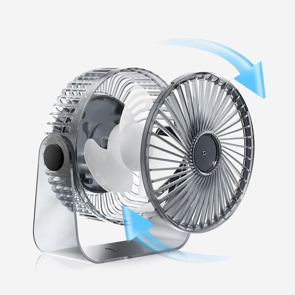 Cross-border new desktop fan with circulation function, transparent night light, ultra-long battery life, and USB charging. Ideal for outdoor camping, students, dormitories, and office desktops – Oriday.