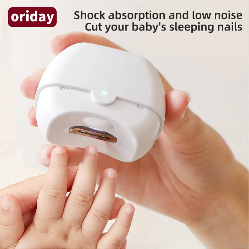 Oriday 전동 손톱깎이 및 손톱 연마기 - 자르기 및 연마 일체형 디자인, 합금 칼날 & 삼중 안전 보호 | 조용하고 진동 방지 설계, 아기가 자는 동안 손톱을 깎을 수 있음 | 뒷면 수납 & 조명 보조
