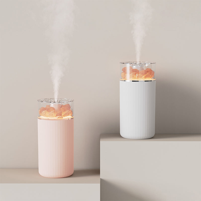 oriday三合一加濕+香薰+氛圍燈】400mL大水箱 | 喜馬拉雅天然水晶鹽石助眠釋負離子 | 無線1200mAh輕巧靜音 | 45mL/h持續/間歇噴霧 | 粉白色家居禮物首選