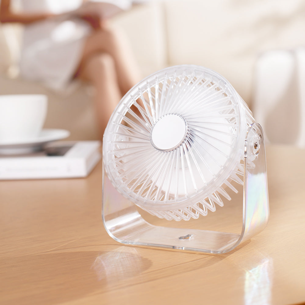 Cross-border new desktop fan with circulation function, transparent night light, ultra-long battery life, and USB charging. Ideal for outdoor camping, students, dormitories, and office desktops – Oriday.
