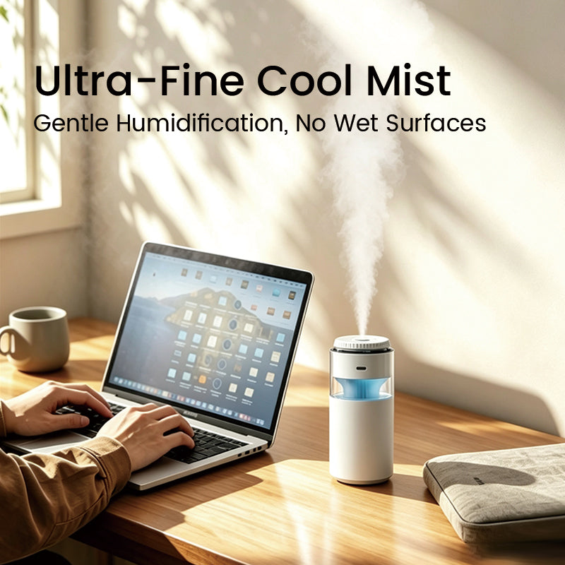 oriday迷你充電加濕器｜270mL水箱・七彩氛圍燈・雙模式細霧｜睡房辦公室桌面適用WT-D28