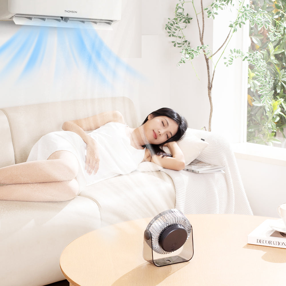 Cross-border new desktop fan with circulation function, transparent night light, ultra-long battery life, and USB charging. Ideal for outdoor camping, students, dormitories, and office desktops – Oriday.