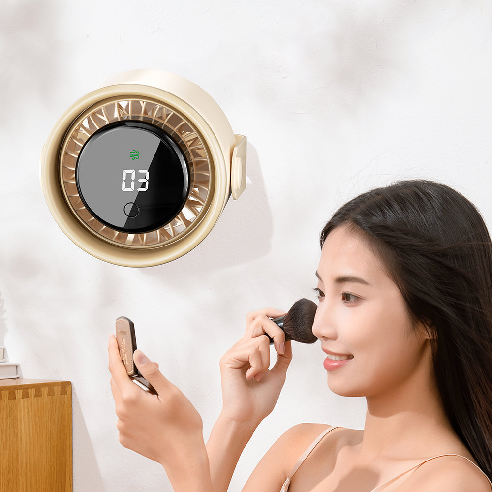 Oriday【여름 쿨링 필수템】벽걸이·탁상용 2in1 선풍기 | 3000mAh 대용량 충전식 배터리 | 브러시리스 저소음 + LED 디지털 디스플레이 | 캠핑/사무실 필수 | 살구색/블랙 선택 가능
