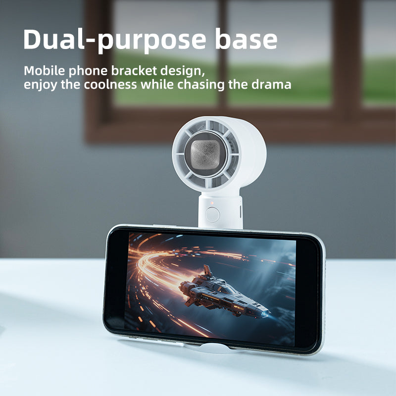 Oriday手提製冷風扇 3 秒極速製冷冰敷雙重降溫 3 檔無刷渦輪強風 可持可立手機支架 158g 超輕 Type-C 快充長續航 戶外通勤必備