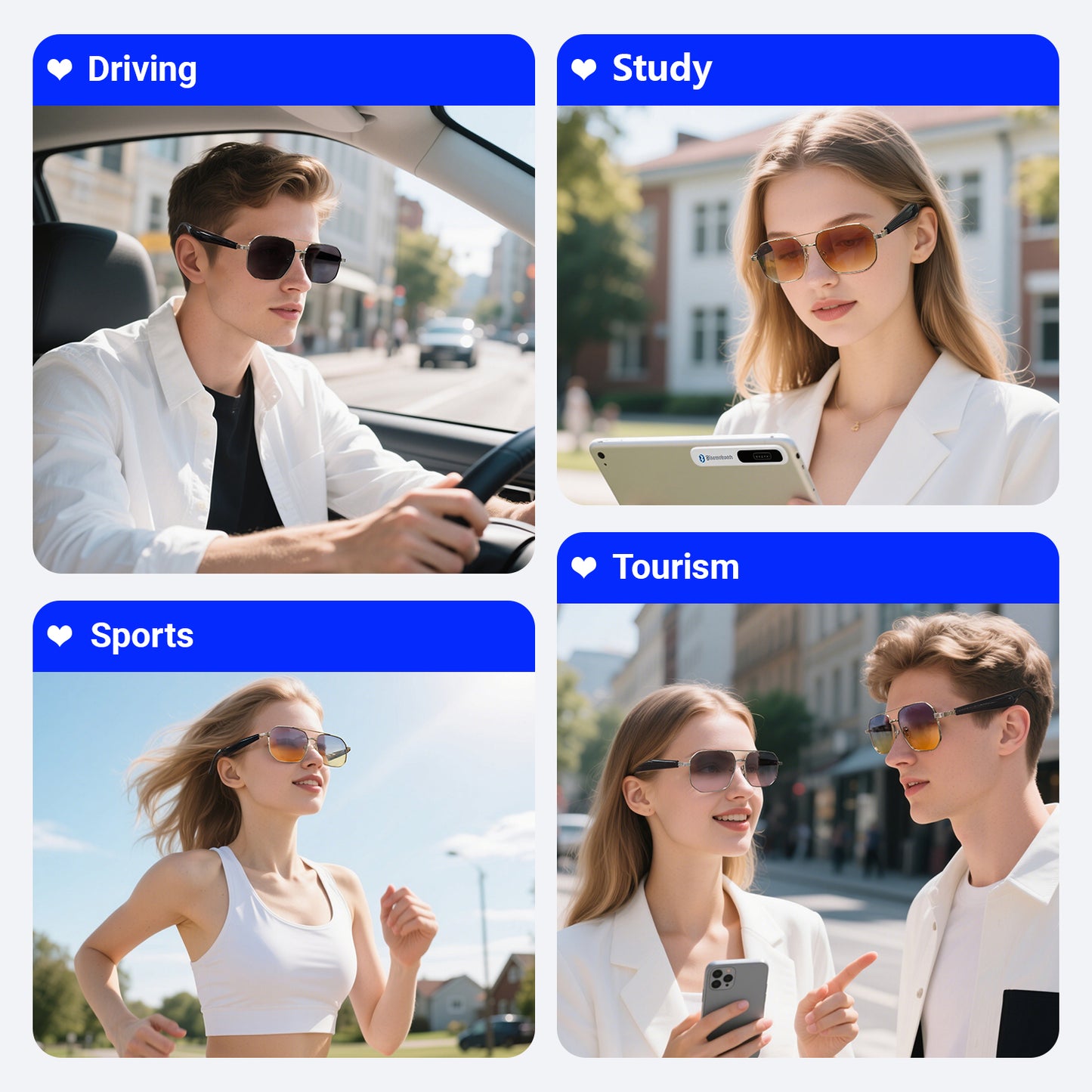 Oriday AI Translation Smart Sunglasses｜UV400 UV Protection, Music Playback, Bluetooth Calls｜Essential for Outdoor Sports GY300