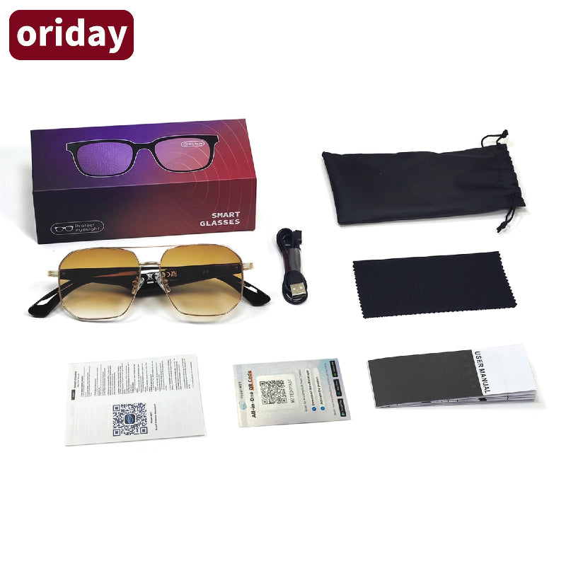 Oriday AI Translation Smart Sunglasses｜UV400 UV Protection, Music Playback, Bluetooth Calls｜Essential for Outdoor Sports GY300