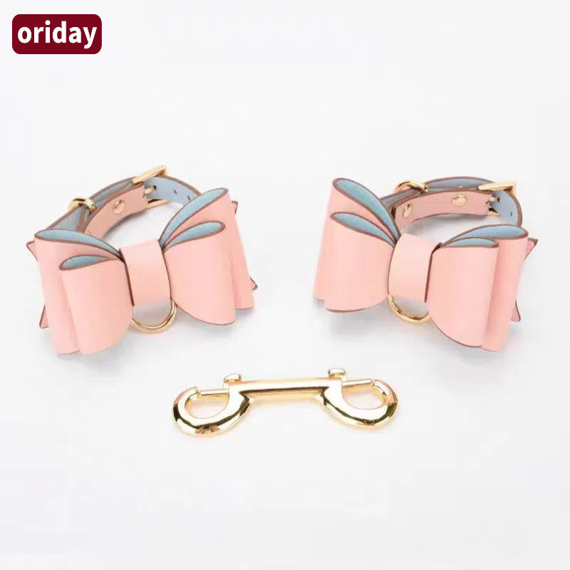 SM butterfly-style handcuffs and leg cuffs, collar with leash, teasing toys, bondage, restraints, punishment tools, alternative sex toys, products by Dongfang Liangpin