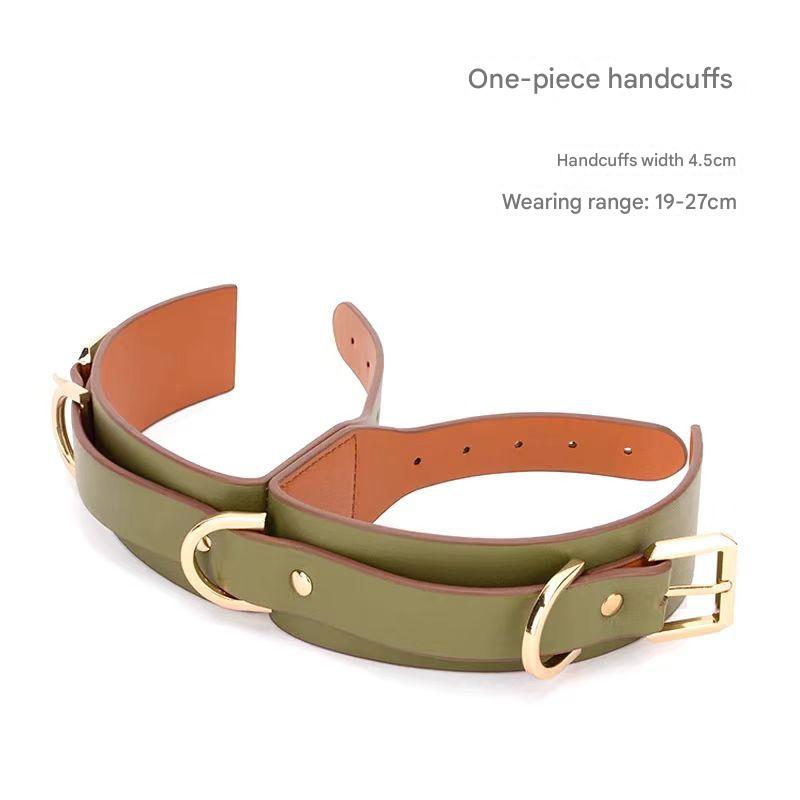 Adult products sm erotic chain leather handcuffs female bondage foreplay discipline pu one-piece handcuffs toy Oriental Goodies