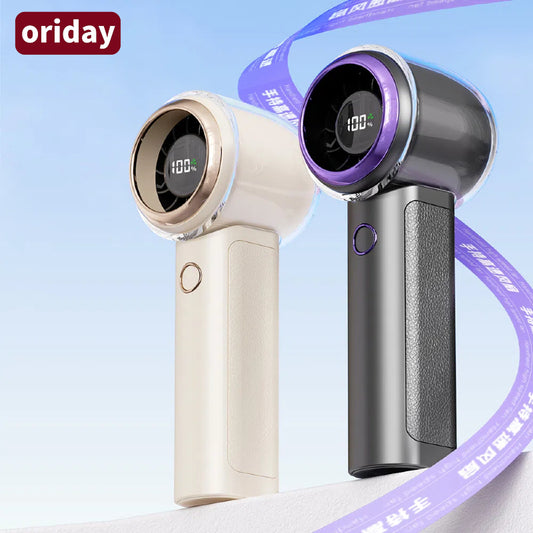 New high-speed digital display handheld outdoor fan with strong airflow, 100-level stepless speed adjustment, portable with long battery life, suitable for outdoor use, home, bedroom, office, desktop, and student dormitory.
