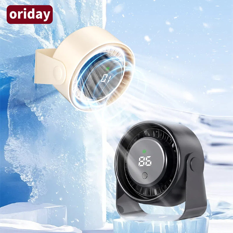 Oriday【여름 쿨링 필수템】벽걸이·탁상용 2in1 선풍기 | 3000mAh 대용량 충전식 배터리 | 브러시리스 저소음 + LED 디지털 디스플레이 | 캠핑/사무실 필수 | 살구색/블랙 선택 가능
