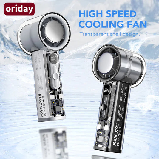 Oriday 고속 휴대용 쿨링 미니 손선풍기, 조용하고 USB 충전식, 디지털 디스플레이, 가정, 침실, 사무실, 책상, 야외 캠핑에 적합, 동방양품 제품