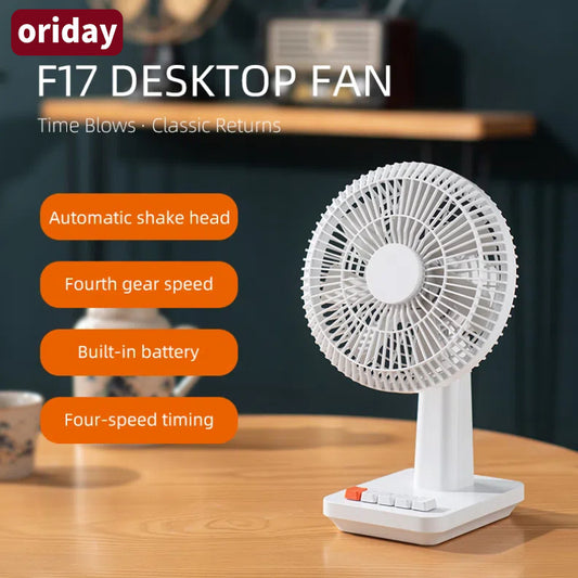 Oriday 레트로 USB 탁상용 선풍기｜초저소음 미니 탁상용 선풍기, 가정·사무실·기숙사용, 창의적인 선물