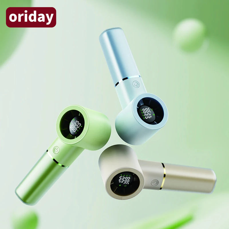 Oriday Portable Handheld Fan, Smart Digital Countdown Display, 100-Level Stepless Speed Control, Magnetic Levitation Ultra-Quiet Design, 4500mAh Long-Lasting Battery, 3-in-1 Use (Handheld / Lanyard Hanging / Desktop)
