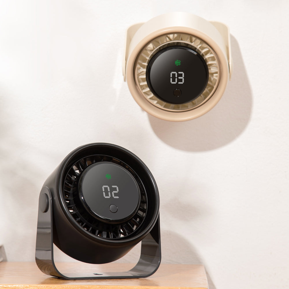 Oriday【여름 쿨링 필수템】벽걸이·탁상용 2in1 선풍기 | 3000mAh 대용량 충전식 배터리 | 브러시리스 저소음 + LED 디지털 디스플레이 | 캠핑/사무실 필수 | 살구색/블랙 선택 가능
