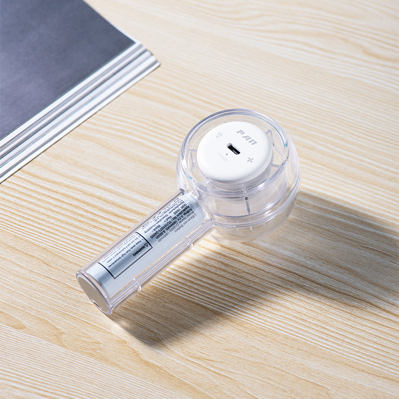 Oriday 투명 디자인의 7색 LED 조명이 있는 휴대용 미니 팬 | 3단계 속도 조절과 걸이용 줄 | 가볍고 휴대성이 뛰어나며 출퇴근과 야외 활동에 적합, 뛰어난 디자인