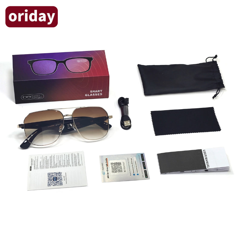 Oriday Smart AI Translation Sunglasses｜Anti-glare Polarized Lenses UV400 Protection｜Music + Calls + Voice Assistant GY100