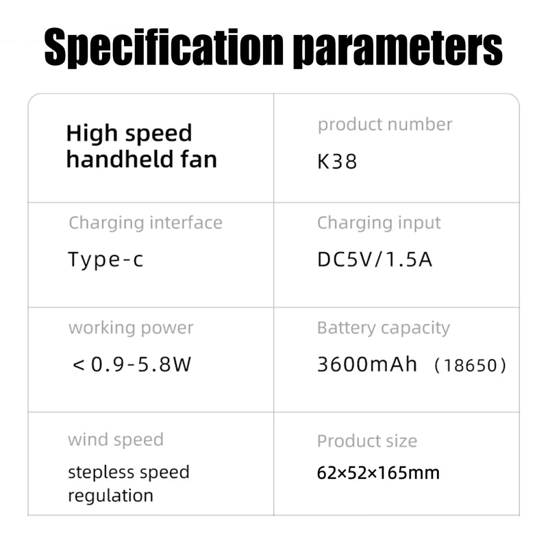 oriday High-Speed Handheld Fan 100 Levels, Ultra-Quiet Cooling, Large Capacity, Long-lasting Battery, Durable, Powerful, Portable, for Home, Desk, Dormitory, Office, Travel, Eastern Good