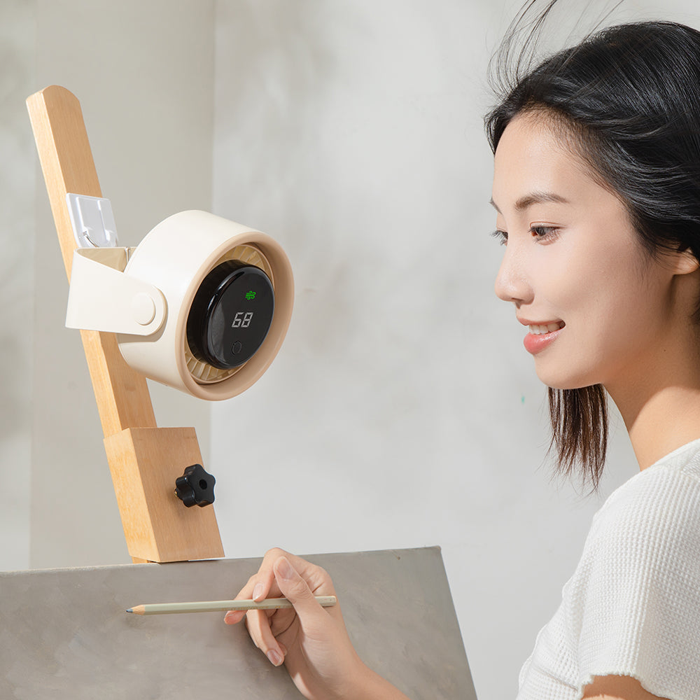 Oriday【여름 쿨링 필수템】벽걸이·탁상용 2in1 선풍기 | 3000mAh 대용량 충전식 배터리 | 브러시리스 저소음 + LED 디지털 디스플레이 | 캠핑/사무실 필수 | 살구색/블랙 선택 가능
