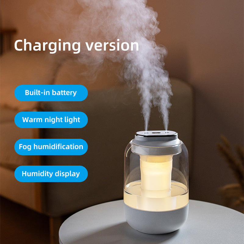 Oriday雙噴霧加濕器家用大容量納米噴霧2L氛圍燈USB充電款靜音禮物辦公室空氣加濕孕婦嬰兒臥室專用送禮佳品