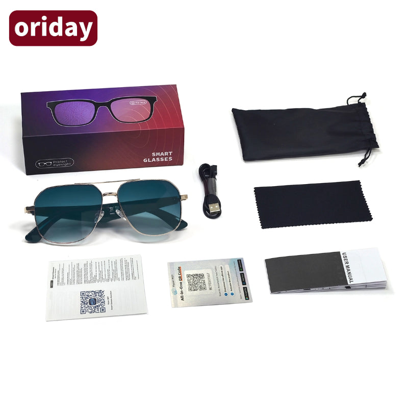 Oriday Smart AI Translation Sunglasses｜Anti-glare Polarized Lenses UV400 Protection｜Music + Calls + Voice Assistant GY100