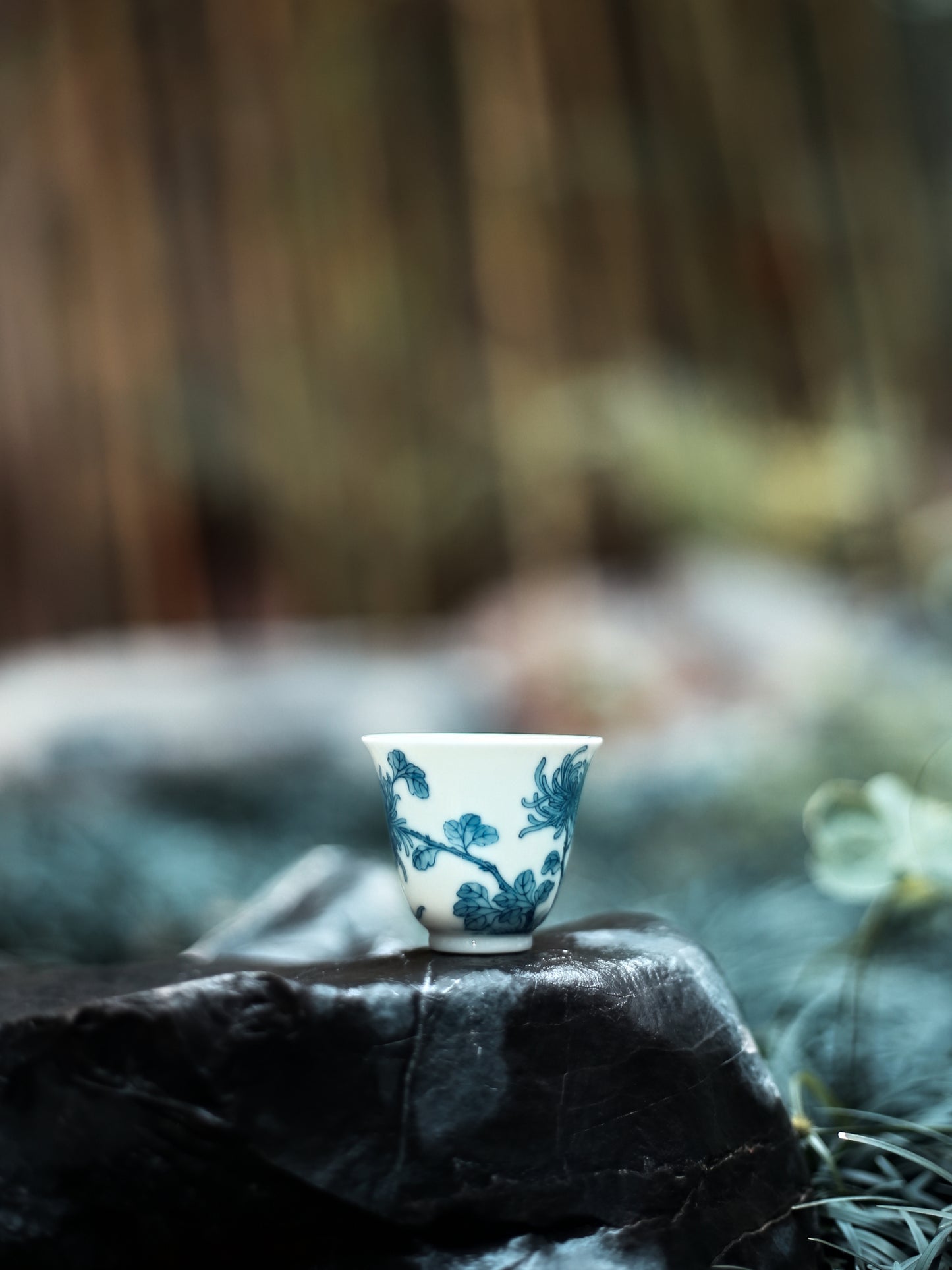 Oriday高檔手繪青花瓷菊花高聞香杯單個功夫仿古茶杯茶具主人杯茶杯盞茶具東方良品